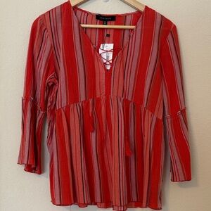 Sanctuary Red Striped Lace-Up Tunic